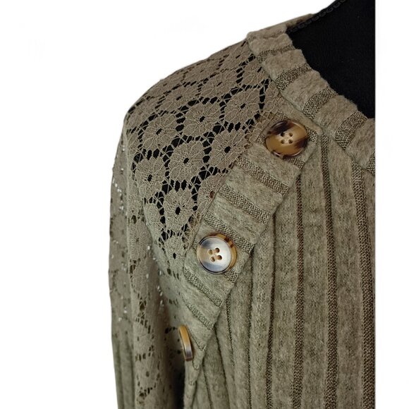 UNBRANDED Warm Winter Sweater Tunic 2X Olive Green Polyester Spandex Ribbed Cozy - Picture 4 of 4